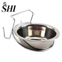 Stainless Steel Dog Pet Bowl Cage Crate Hanging Food Dish Water Feeder with Hook S