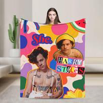 Dainininkas H-Harrys S-Styles Flaneliniai pledai Šiltas užklotas sofai lovai stovyklavimui Patogus lovatiesė Sofos lovos užvalkalas 75X95CM