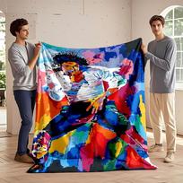 A Vibrant Abstract Figure Dancing with Fluid Motion In Bold Colors. for All Seasons Blanket Lunch Break Throw Gift 75X95CM