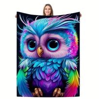 Spalvota pelėdos rašto antklodė Šiuolaikinio stiliaus antklodė Kelioninė sofos-lovos Biuro Namų dekoracija Gimtadienio dovana Antklodės 75X95CM