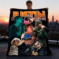 1 vnt. Bieber, Koliažas Lauko minkštas pledas Itin pliušinis, Šiltas, Universalus ir lengvai prižiūrimas stovyklavimui, ir 75X95CM