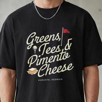 Greens, Tees and Pimento Cheese Augusta Georgia Golf T-Shirt, Retro Masters Inspired Golf Fan Tee, Casual Black Golf Lover Shirt,Unique Gift M