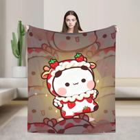 Animacinis panda Bubu Dudu pledai Vilnos dekoracija Nešiojami itin minkšti metami pledai patalynei, sofai, lovatiesei 75X95CM