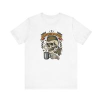 Caffeine & Spite skull with coffee mug T-Shirt | vintage tattoo style M