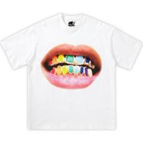 Rainbow Grillz Mouth Graphic Boxy T-Shirt, y2k, streetwear, graphic tee, vintage S