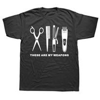 Barber Weapons Hairdresser T Shirt Unisex Soft Cotton Leisure Tshirt ONeck Short Sleeves Vintage Retro Tee Fashion Tshirt Gift S įvairiaspalvis