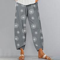 Women's Summer Fashion Cotton Linen Pants Pocket Baggy Casual Pants XL mėlyna