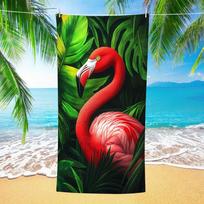 Dark Tropical Flamingo Beach Towel Vibrant Jungle Art Towel for All Ages Great for Pool Days and Family Outings 50x100cm