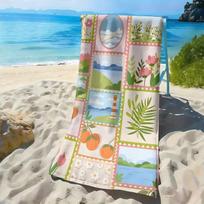 Cute Summer Watermelon Sunglasses Flip Flop Beach Towel Sand Free Blanket Tropical Fruit Floral Monstera Leaf Print Towel 50X100cm &1pc