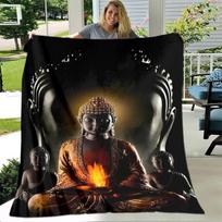 Buddhism Buddha Sakyamuni Guanyin Bodhisattva Plush Blanket,Flannel Blanket Throw Blanket for Living Room Bedroom Bed Sofa Pray Size: 75*100cm, Weight: 230 GSM