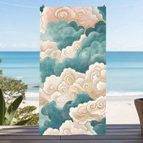 Retro Oriental Lucky Cloud Microfiber Beach Towel Vibrant Purple Smoke Pattern Bath Blanket Psychedelic Pool Towels 50x100cm
