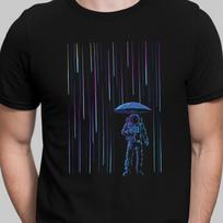 Meteor Shower Astronaut T Shirt Cosmic Surreal Space T-Shirt Falling Stars Shirt L