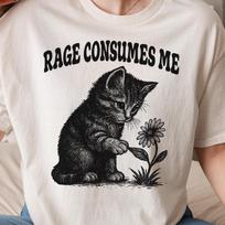 Rage Consumes Me Funny Cat T shirt, Vintage Graphic Tee, Unisex Cotton Shirt, Meme Shirts, Weirdcore T shirt, Gift for Her Him S