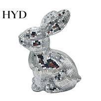 Sitting Bunny Figurine Mirror Disco Ball Rabbit Handcrafted Animal Easter Wedding Party Home Office Desktop Decoration Ornament Mini A
