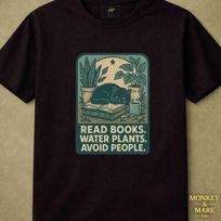 Sleeping Cat Nook Shirt, Read Books. Water Plants. Avoid People, Introvert Humor Cozy Reading Nook, Book Lovers Plant Parents Gift 4XL