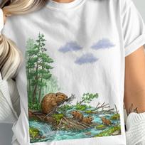 Beaver Family Dam Shirt | Funny Nature Scene Sweater | Retro Brown Beaver Top | Cute Wildlife Beaver Lover Gift Top. M