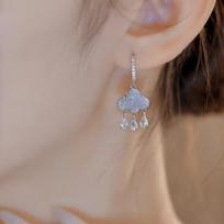Elegant Cloud-Shaped Dangle Drop Earrings with Artificial Crystal Tassels Suitable for Daily And Banquet Occasions A Gift for My Friend