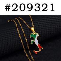 Italijos žemėlapio vėliavos pakabukai ant kaklo Sidabrinės spalvos/Auksinės spalvos Italijos žemėlapių papuošalai Dovanos #209321 40cm / 16 inches auksas