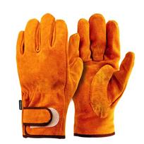 Cowhide Leather Safety Gloves with for Velcro Top-Grade Split BBQ Gloves for Labor Protection Welding Work (Orange,M) oranžinė