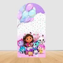 Cartoon Doll-house Arch Photo Backdrop Baby Shower Decoration Girls Birthday Party Arched Covers Photography Backdrop Props 1.6x3.9ft (50x120cm)