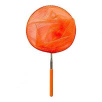 2023 New Telescopic Swimming Pool Net Rake Clear Cleaner Scoop Leaf Stainless Steel Skimmer Mesh Frame Kids Outdoor Fish Nett oranžinė
