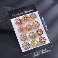Weiman 12Pcs/set Colorful Flower Brooches Luxury Women Fashion Rhinestone Crystal Gold Plated Customize Designer Brooch Pins KZ065-1 auksas
