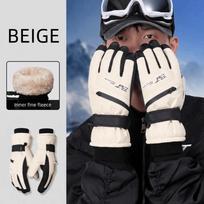 Card Holder Snowboard Gloves Thicken  Gloves  Motorcycle Beige Men