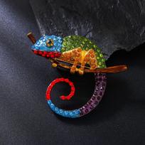 Weiman Cute Animal Chameleon Brooches Luxury Women Fashion Rhinestone Crystal Gold Plated Alloy Customize Designer Brooch Pins XD825179-1 auksas