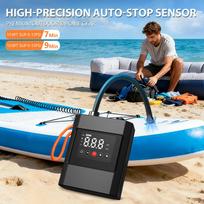 20PSI Electric SUP Pump with Battery & DC Dual Power, Portable Air Compressor for Paddle Board Kayak Boat Tent Inflatable 14000mAh