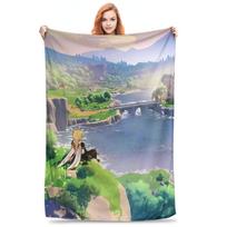 Super Soft BlanketBoy Girl Anime game Genshin Impact Throw Blanket Flannel Bedspread For Couch Bed Comfortable Sofa Bed Cover Size: 75*100cm, Weight: 230 GSM