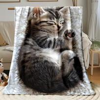Mielas rainas kačiukas pledas Purus minkštas užtiesalas sofai Jaukus svetainės namų dekoras Tobula dovana kačių mylėtojams Size: 180*230cm, Weight: 230 GSM