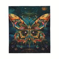 Vibrant Butterfly Print Flannel Blanket -Soft Warm Shawl for BedroomDorm,CarOutdoors,SofaTravel - Colorful Fantasy Design with Size: 75*100cm, Weight: 230 GSM