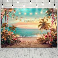 Hawaiian Party Tapestry Tropical Beach Pool Celebrations Festival Decor Palm Flowers Tapestry Wall Hanging Backdrop Decoration 100X70CM