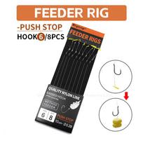 8PCS Carp Fishing Feeder Rig Push Stop Bayonet Hook Size 6 8 10 12 Are Knotted From Nylon Line And Feature A PTEF Hook For Carp Fishing End Tackle 8PCS PUSH STOP HOOK 6