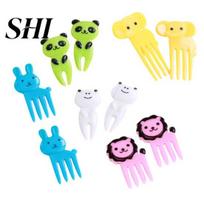 Snack Pick 10Pcs Creative Plastic Mini Fruit Fork Lunch Decoration Food Toothpick Cartoon Elephant Giraffe Bento Stick Party Favors A
