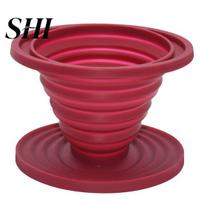 Silicone Coffee Filter Collapsible Dripper Reusable Holder Food Funnel Grade BPA Free Heat-Resistant Portable Easy-to-carry raudona