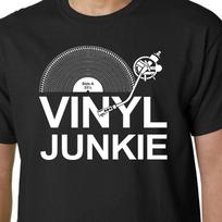 Vinyl Junkie TShirt Music Lp Records Dj Turntable Crate Diggers Slogan Birthday S black