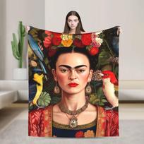 F-Frida K-Kahlo pledai koralinis vilnos pliušas vasaros oro kondicionieriaus kvėpuojantis itin minkštas pledas sofai lovatiesėms 75X95CM