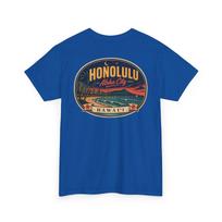 Honolulu - Mid Century Luggage Tag T-Shirt | Retro Island City Badge Tee 4XL
