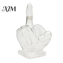 Artistic Table Centerpiece Middle Finger Whiskey Decanter, 1000ml Glass Fist Dispenser with Stopper, Luxury Liquor Decanter Unique Hand Shape
