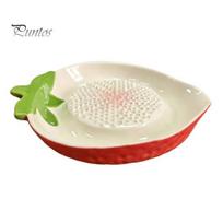 Ginger Garlic Paste Maker Ceramic Grater Plate, with Leaf Handle Design, Manual Crusher Tool Easy Cleaning Kitchen Grinding Tool, for And Lemon raudona