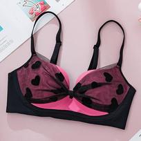 Raw sweet and cute pure desire French no steel ring small breasts gather and show big and not empty cup bra set 32/70 (ab through cup)
