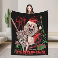 Terrifier 3 Christmas Santa Flannel Blanket Winter Warm Soft Bedding Throws for Kids Living Room Print Bedspread Sofa Bed Cover Size: 75*100cm, Weight: 230 GSM
