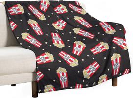 Popcorn Cartoon Throw Blanket Modern Art Print Black Cozy Lightweight for Bedroom Living Room Dorm Chair Sofa Travel xin Size: 75*100cm, Weight: 230 GSM
