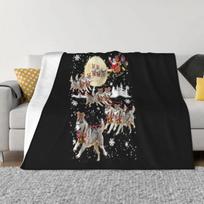 1pc Christmas Awesome Siberian Husky Reindeer Christmas Nice Dog Chinese Style Slim Fit Print Anime Throw Blanket Size: 75*100cm, Weight: 230 GSM