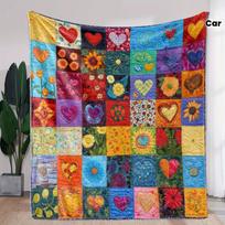 Soft Warm Flannel Throw Blanket Vibrant Floral Patterns Blanket for Couch Bed Car Office Camping Travel All-Season Ideal Gift Size: 75*100cm, Weight: 230 GSM