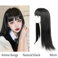 Lolita Cosplay perukas su kirpčiukais Juodos auksinės rožinės spalvos daugiaspalviai ilgi Anime Cosplay sintetinių plaukų moteriški perukai Natural black