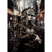 Vintage Steampunk Cat City Retro Animals Owl Raven Frog Monkey Wall Art Posters Canvas Painting Prints Pictures Home Room Decor 21cm×30cm NoFrame