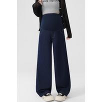 0 Pregnant women tannin blue jeans wide-leg pants straight-leg pants, pregnant women's belly support pants do not fade, wear casual pants M