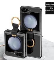 Samsung Z Flip7 FE Galvanizuotas žiedas Stovas Kietas Korpusas, Suderinamas su Flip6/5/4/3 Z Flip5 juoda